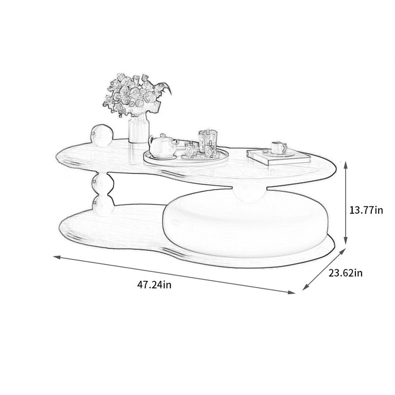 Table de bout Creative Sandwichs Simple, H 13,77 po x L 51,18 po x l 23,62 po, Café