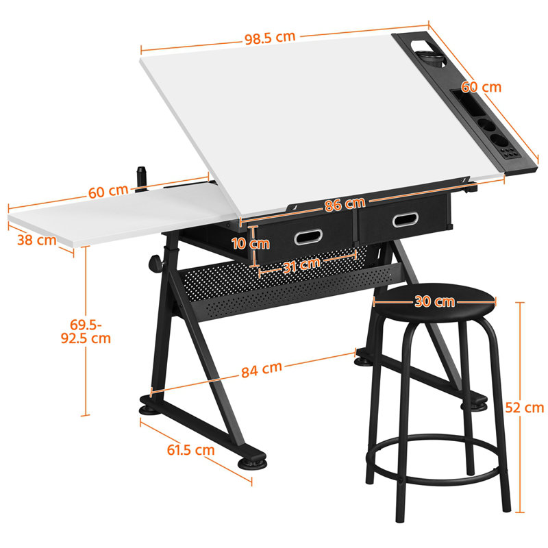 Rectangle Height Adjustable 158.5cm L Training Table, Black/White