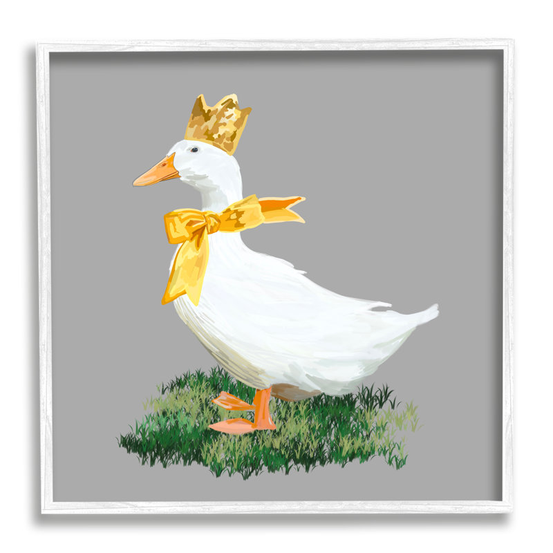 Ba-890-Oie avec couronne encadrée sur bois par Amelia Noyes, Giclée encadrée blanc bord de mer, H 24 po x l 24 po x P 1,5 po