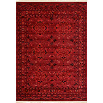 Tapis oriental rouge profond Amro