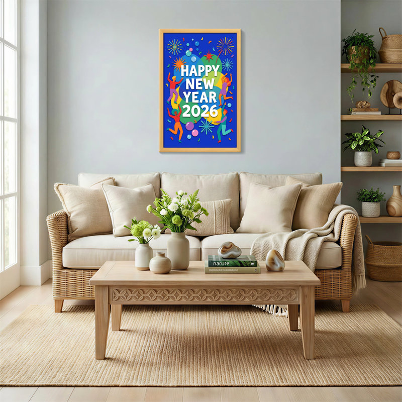 Fashion Happy New Year 2026 Celebration Design, H 36 po x l 24 po