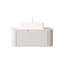 Meuble-lavabo de 91 cm (36 po) avec design suspendu, lavabo rectangulaire en céramique blanche, pierre frittée, armoire de rangement en contreplaqué à rayures 3D, tiroir à fermeture douce, préassemblé et facile à installer