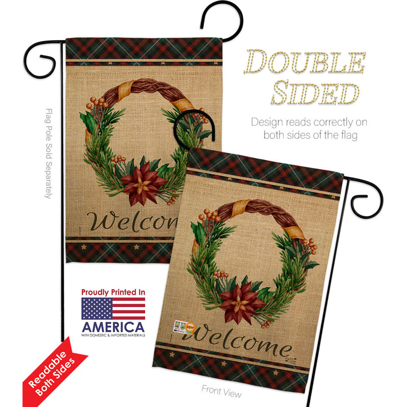 Ensemble de drapeaux 18,5 po x 13 po Poinsettia Wreath