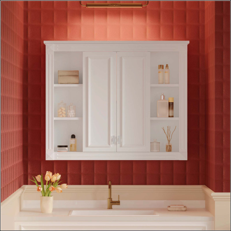 Medicine Cabinet, Wall Mounted Bathroom Storage Cabinet, With 1 Adjustable Shelf, Wall-Mounted Medicine Cabinet For Bathroom, Soft-Closing Hinges, Swing-Open Doors
