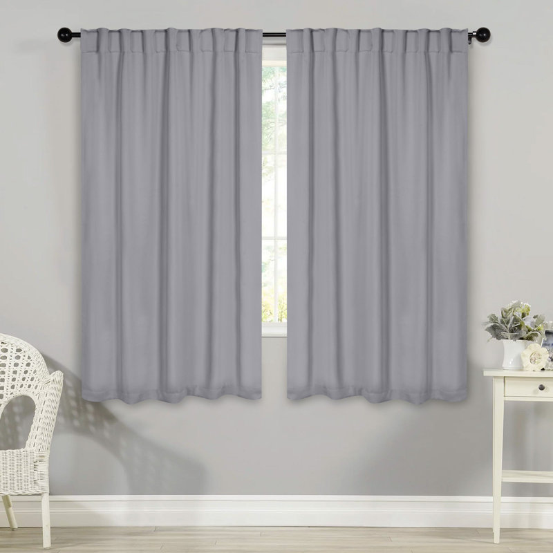Rideaux obscurcissant et passe-tringle Levatt Classic, L 52 po x L 63 po, Argenté