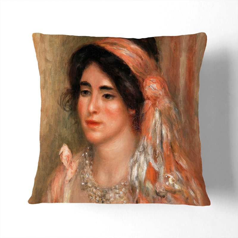 Woman With Black Hair Square Throw Cushion, 40cm H x 40cm W x 15cm D