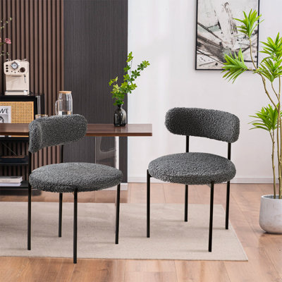 Chaise de salle à manger rembourrée avec structure en métal (ensemble de 2)