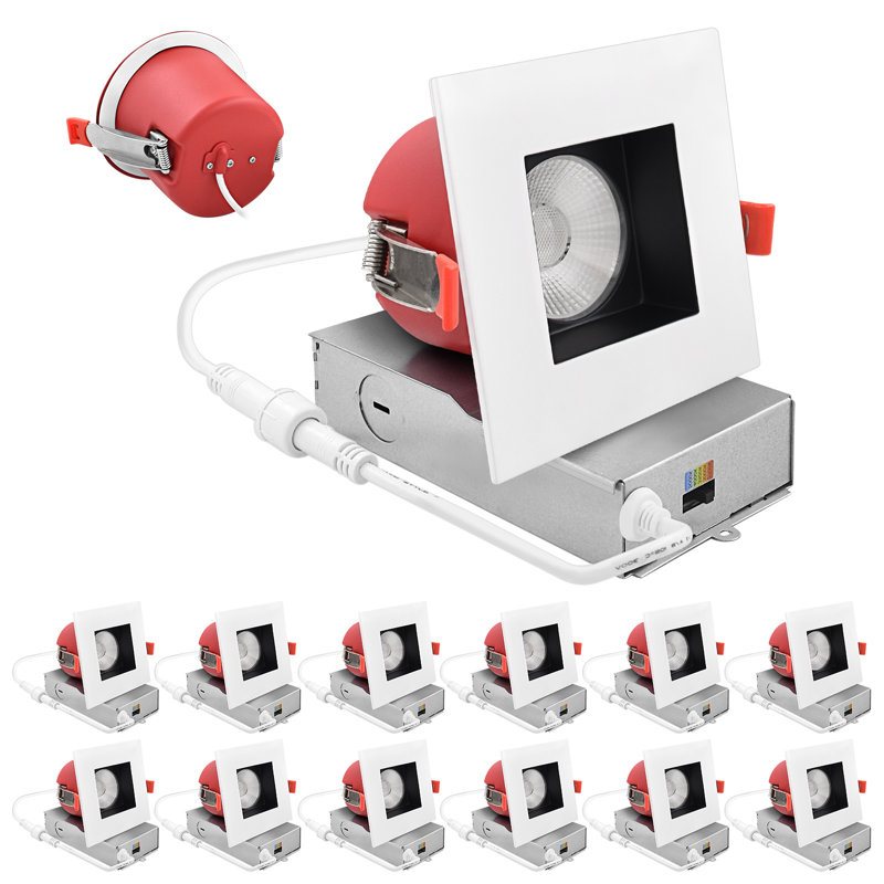 Ensemble de 12 lumières carrées encastrées à DEL J-Box 5CCT 2700K-5000K Luxrite