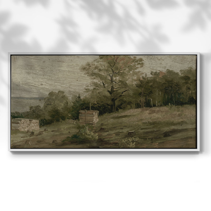 Série paysage - DCCCLVI - Toile tendue avec châssis tendue, prête à être accrochée, H 25 po x l 49 po, Blanc