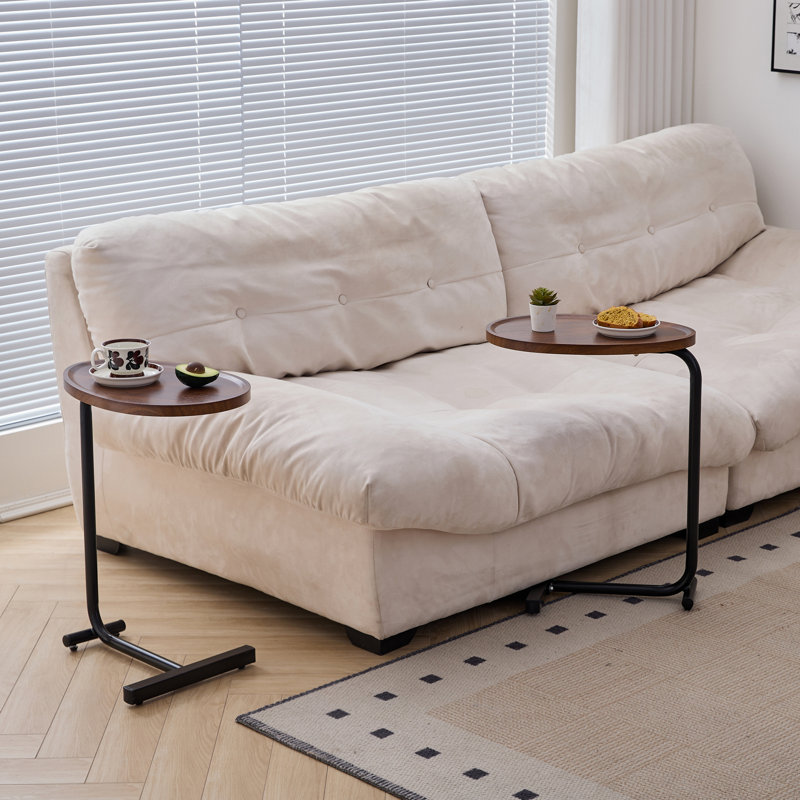 2 pièces, table d'appoint en forme de C brun, petit canapé pour petits espaces, salon, chambre à coucher