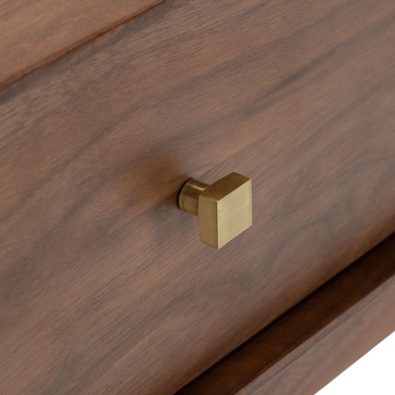 Ever Walnut 1-Drawer Nightstand with Brass Pull