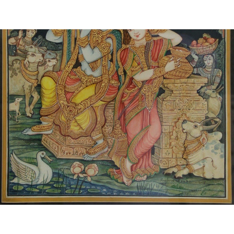 Radha Krishna | Miniature Work | Mysore Painting With Frame