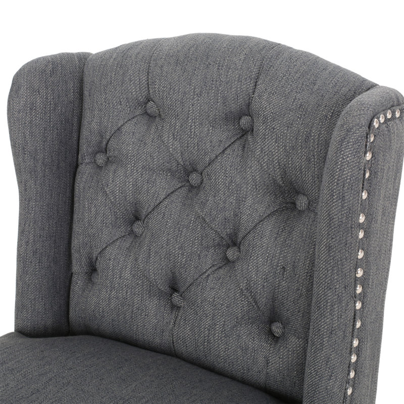 Ensemble de 2 tabourets de comptoir capitonnés à oreilles 27 po Vienna, Gris anthracite