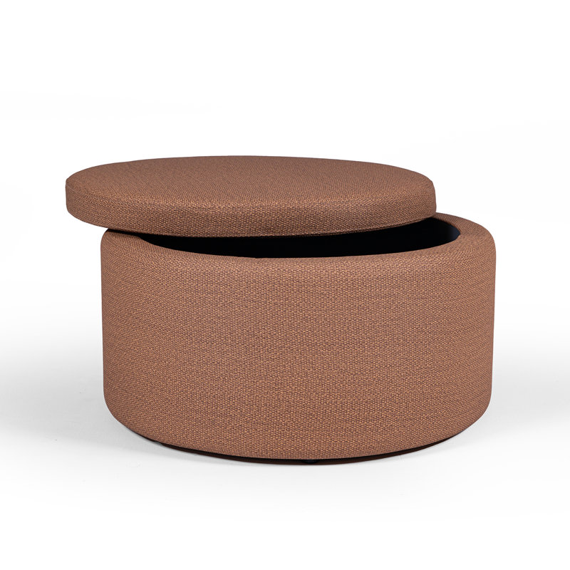 Repose-pieds de rangement rond entièrement tissé en tissu 27 po, Torsade jaune