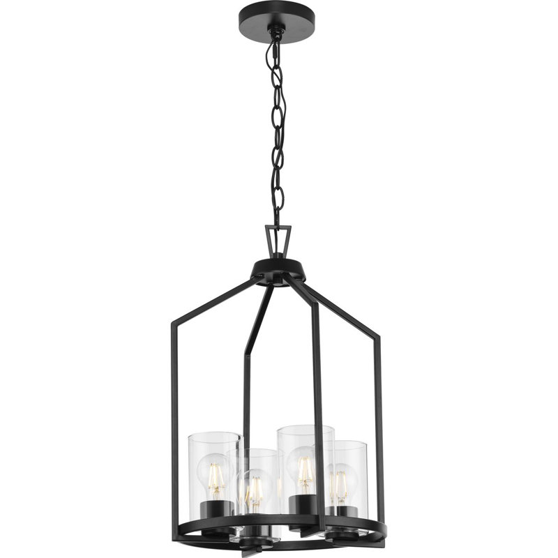 Luminaire suspendu géométrique à 4 lumières, Noir mat