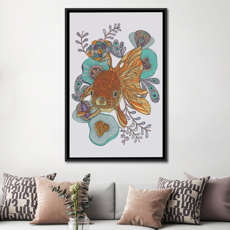 " Little Fish " by Valentina Harper, 60" H x 40" W x 1.5" D, Black Framed Canvas, No Mat