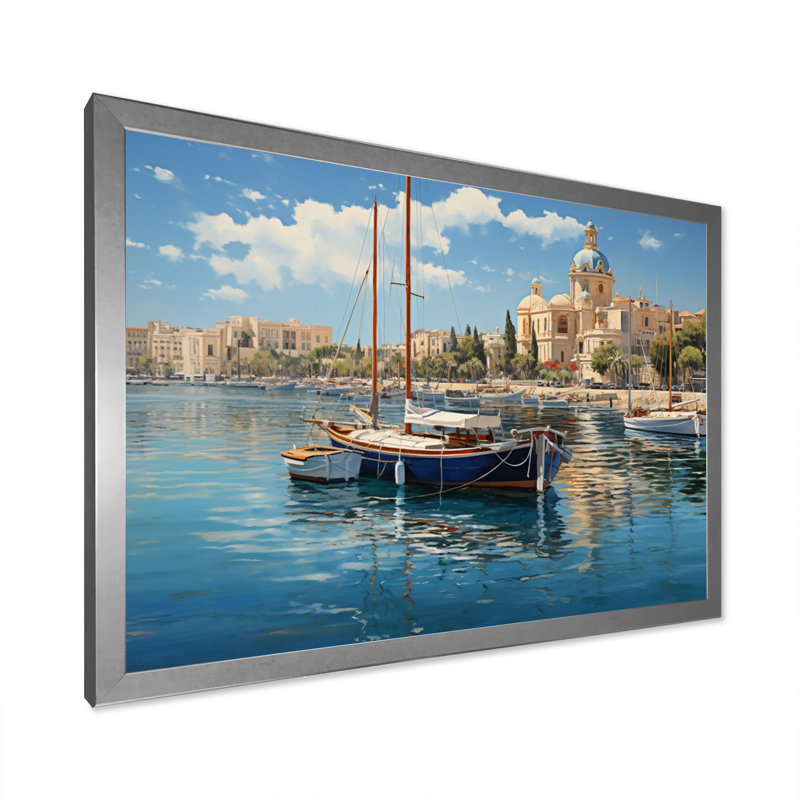 Spain Mediterranean Harbour In Valenciain II - Nautical & Beach Canvas Wall Art, H 34 po x l 44 po x P 1,5 po