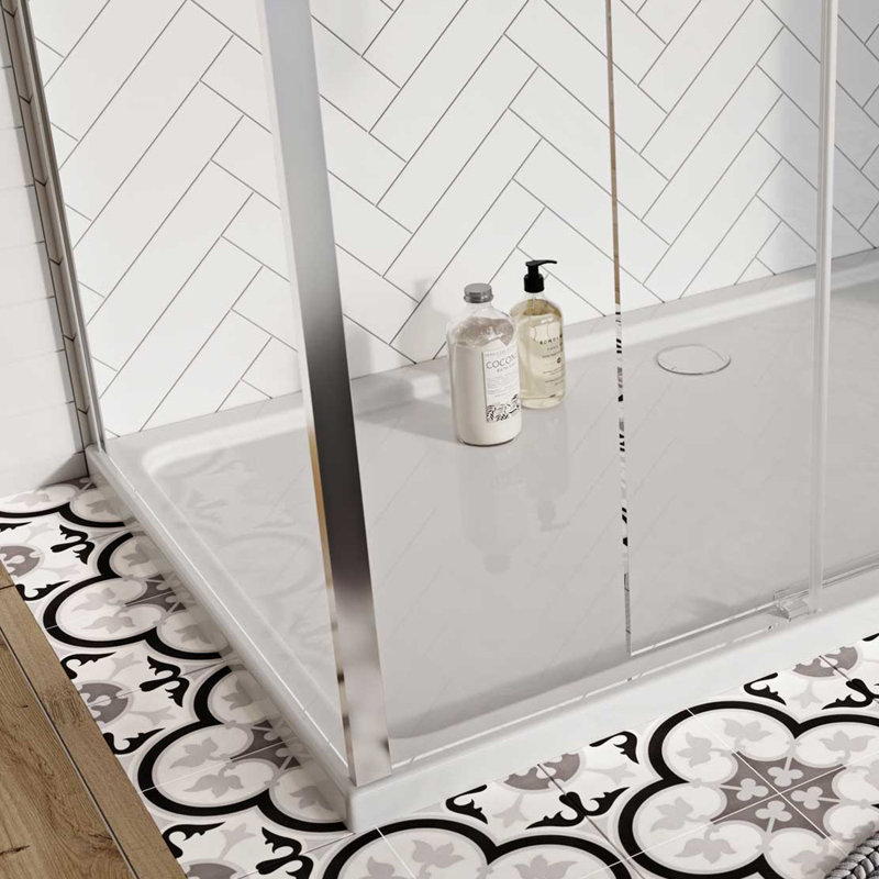 Feora 1950mm H Semi-Frameless Fixed Glass Panel with Glass, 900mm W