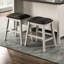 Table à manger moderne à hauteur de comptoir 5 pièces, gris foncé et bois massif, 4 tabourets, pieds en angle