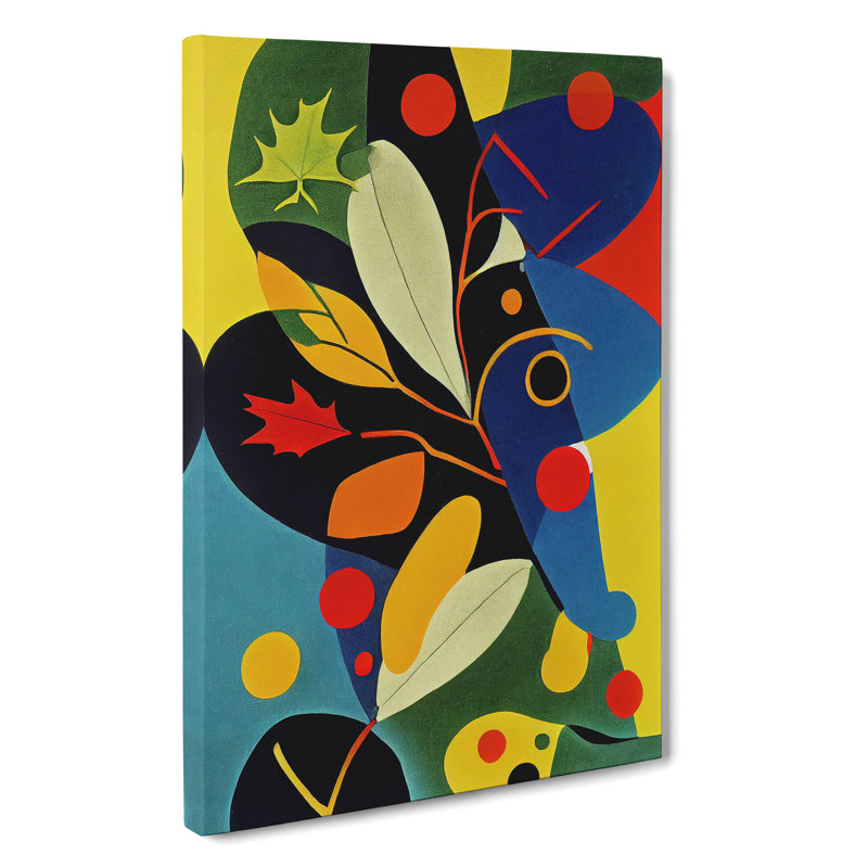 Colourful Abstract Leaves Art - Wrapped Canvas, 50cm H x 35cm W
