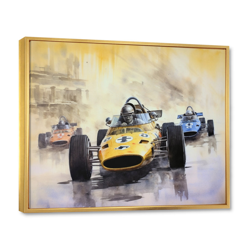Formule rétro Speedway Rush rétro, Cadre flottant doré, H 24 po x l 32 po x P 1 po