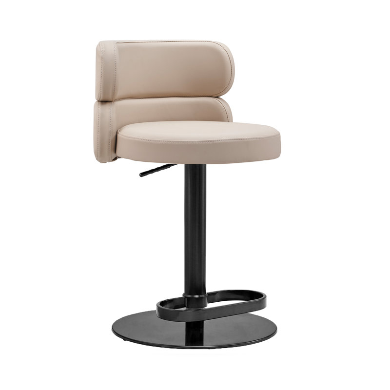 Tabouret de bar et de comptoir pivotant à hauteur ajustable d'inspiration italienne de luxe avec base piédestal en acier inoxydable (ensemble de 1)