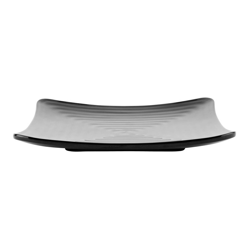 Assiette à hors-d'œuvre carrée texturée en mélamine GET, 8,75 po, Noir
