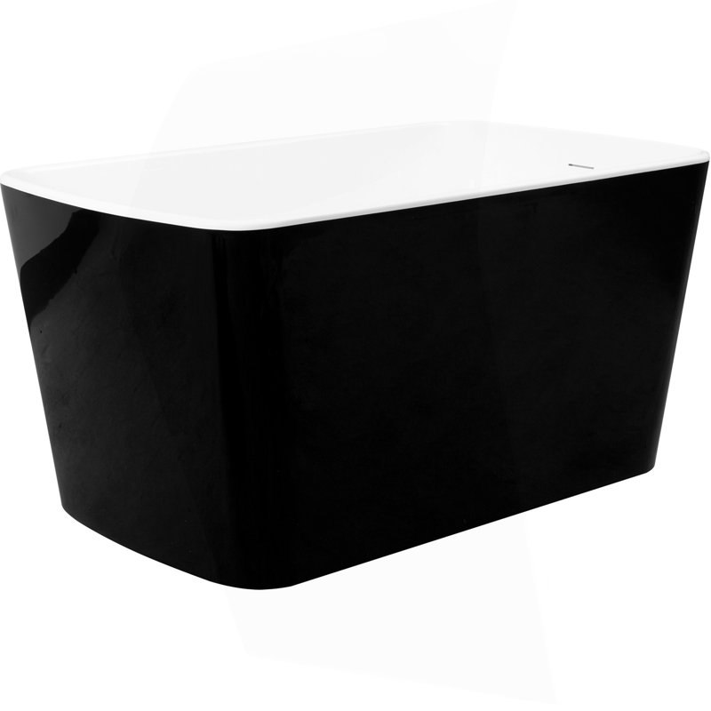 49'' Acrylic Freestanding Soaking Bathtub, Square-Shape Japanese Soaking Hot Tub With Chrome Overflow And Drain, Glossy 24A01-49B