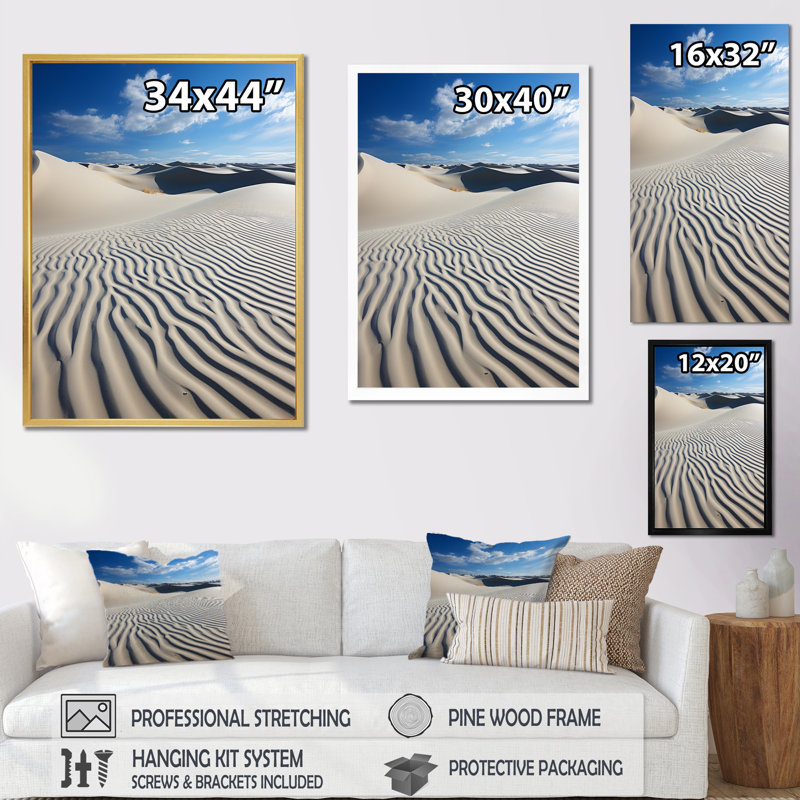 «Beach Dune Dance I», reproduction d'art mural sable de plage, H 20 po x l 12 po x P 1 po, Cadre flottant doré