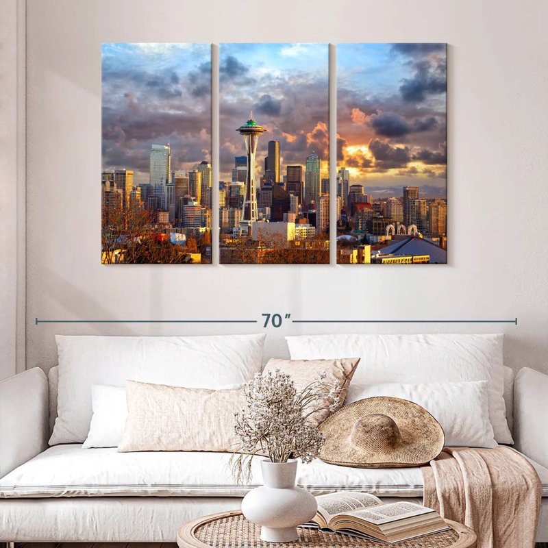 Nicci Seattle, ciel coucher de soleil, H 32 po x l 50 po