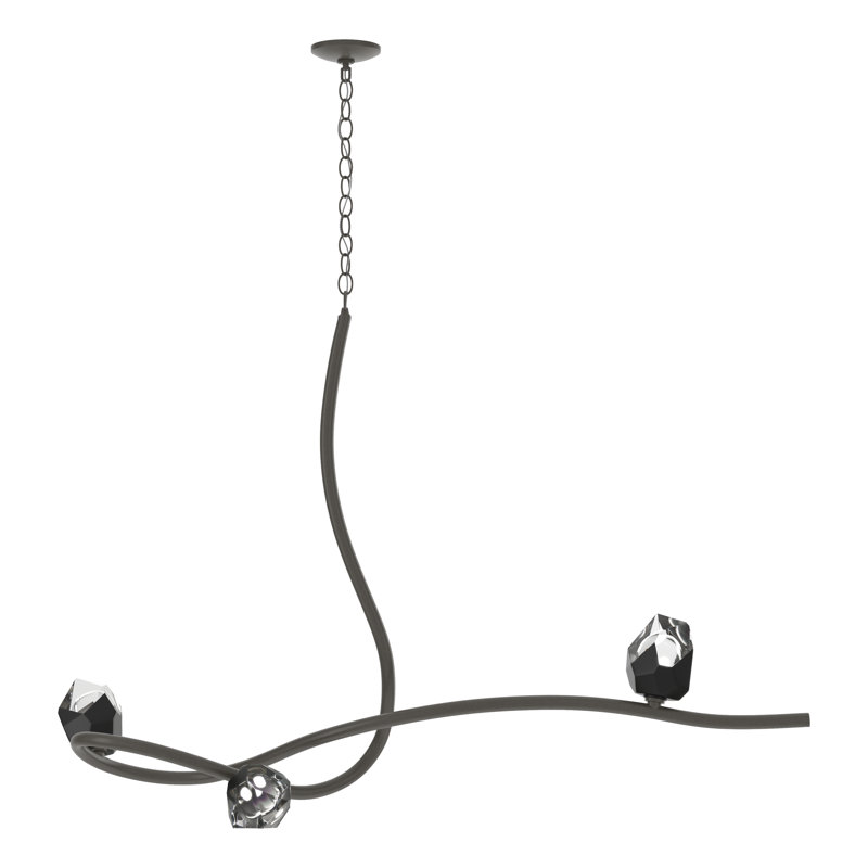 Glacier 3 - Light Unique/Statement Modern Linear Chandelier, Black, Dark Smoke