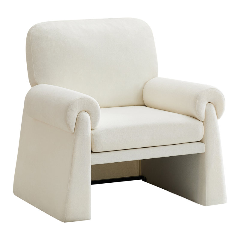 Upholstered Accent Chair with Removable Cushion and Detachable Armrests, Beige