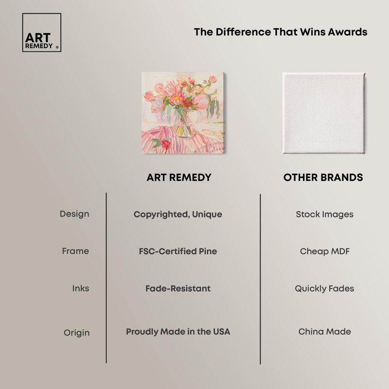 «Candy Stripe Bloom», art tendance par Art Remedy, H 40 po x l 40 po, Toile tendue