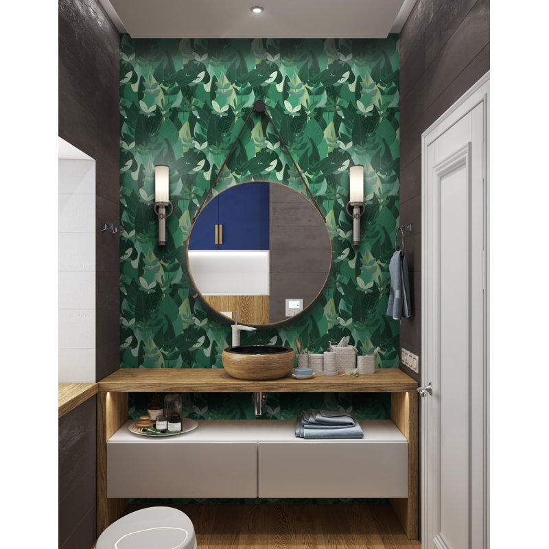 Yuki Osada Wallpaper Double Roll, Tonal Green