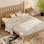 Grand lit plateforme en bois avec tête de lit en forme de gourde, lit plateforme de style rétro avec support à lattes en bois, naturel