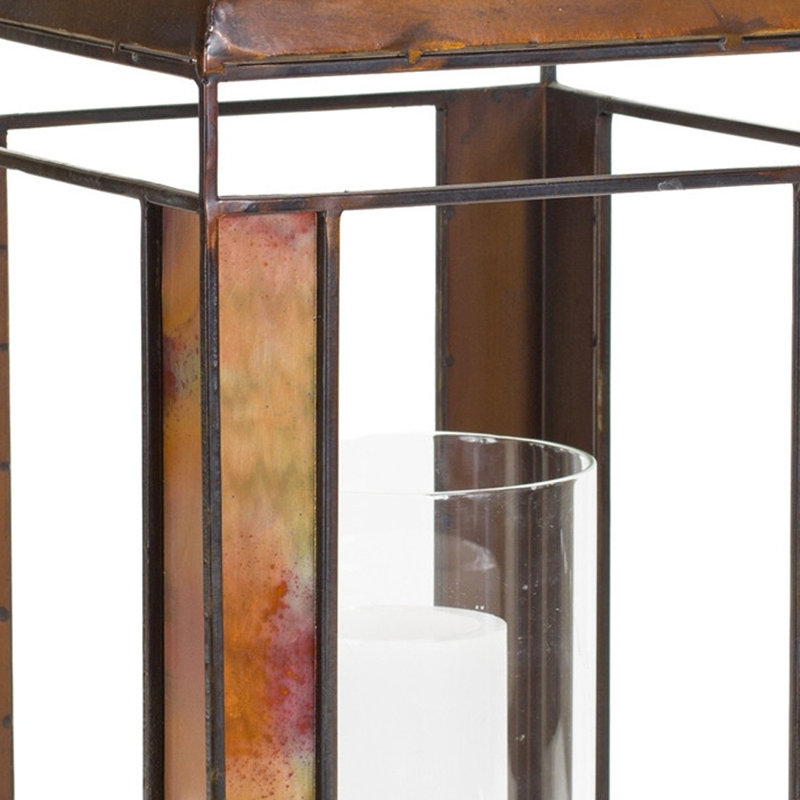 Porte-bougie lanterne 17 po bronze sans flamme 17 po