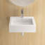 Lavabo de salle de bain mural 19 po, vasque à surface solide avec trou pour robinet