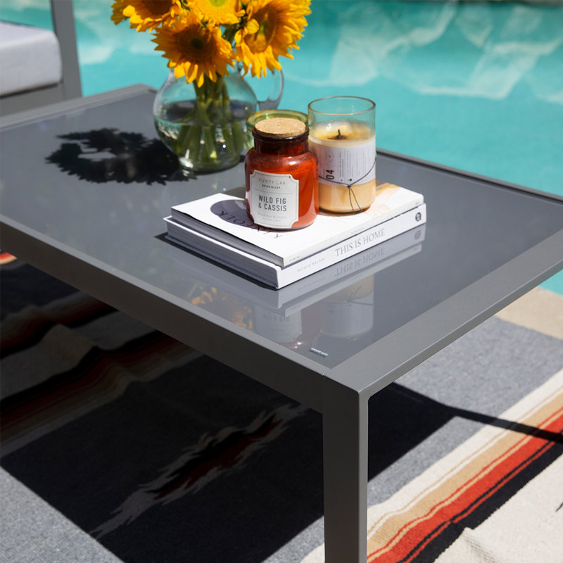 Malerba Rectangular Metal Outdoor Coffee Table , 24'' in. W 43'' in. D