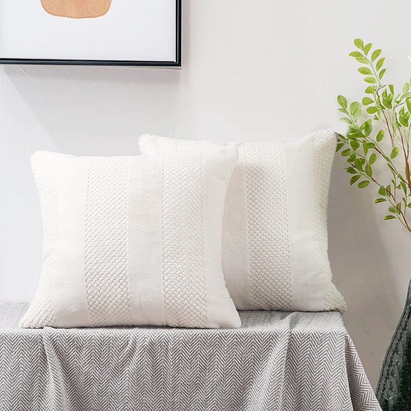 Ivory Square Throw Pillow Cover