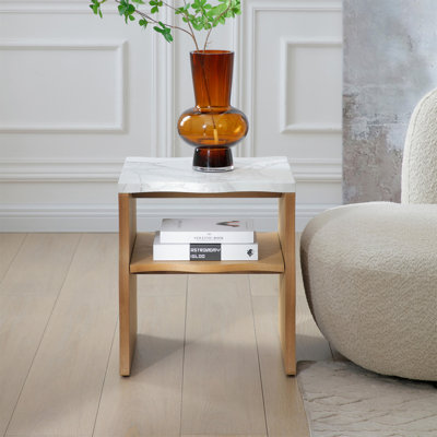 Table de bout moderne avec tablette de rangement 17,72 "Whisper Of Waves (table incluse seulement)