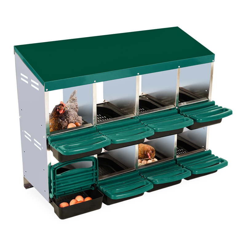 Boîte de nidification pour poulets, boîtes de nidification pour poulets à 8 compartiments, boîtes de nidification pour poulets, boîte de nidification pour poules pondeuses avec couvercle pour protéger les œufs, vert