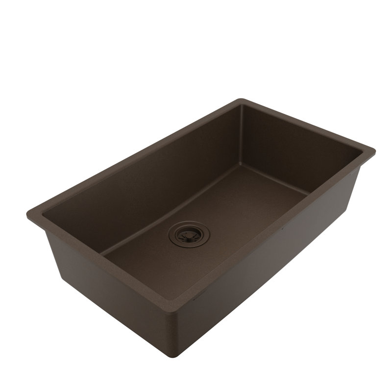 Karran Quartz 32-1/4'' X 19-1/4'' Large Single Bowl Undermount Kitchen Sink, Brown