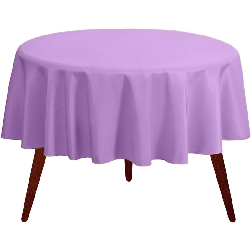 Ambee Round No Pattern Polyester Tablecloth, 132" Round, Lavender