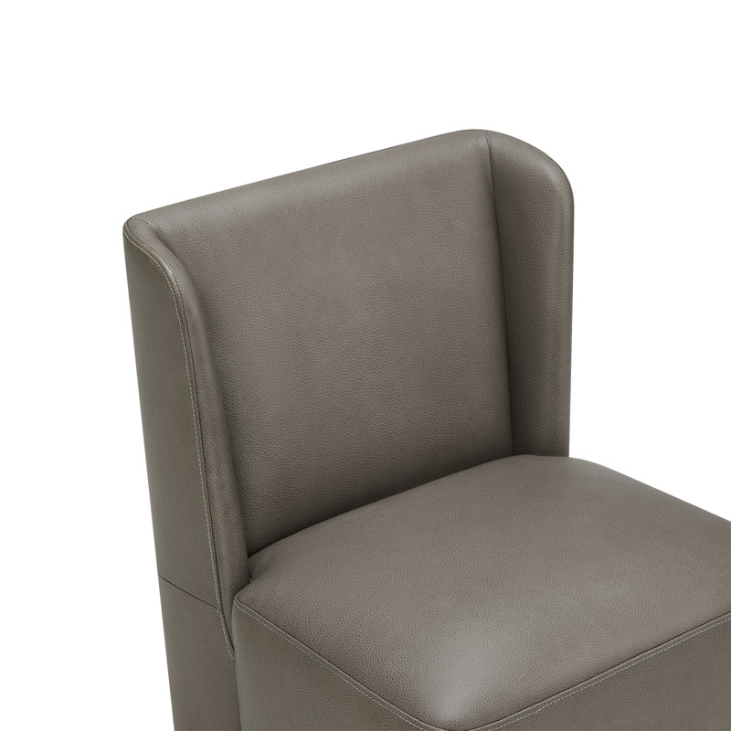 Chaise d'appoint rembourrée en cuir véritable Ardeth, 33" H x 23" W x 24" D, Cuir taupe York