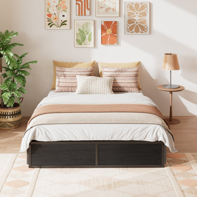 Platform Bed With 2 Storage Drawers,4 Mount Points,Queen size bed with Wood Grain Drawers