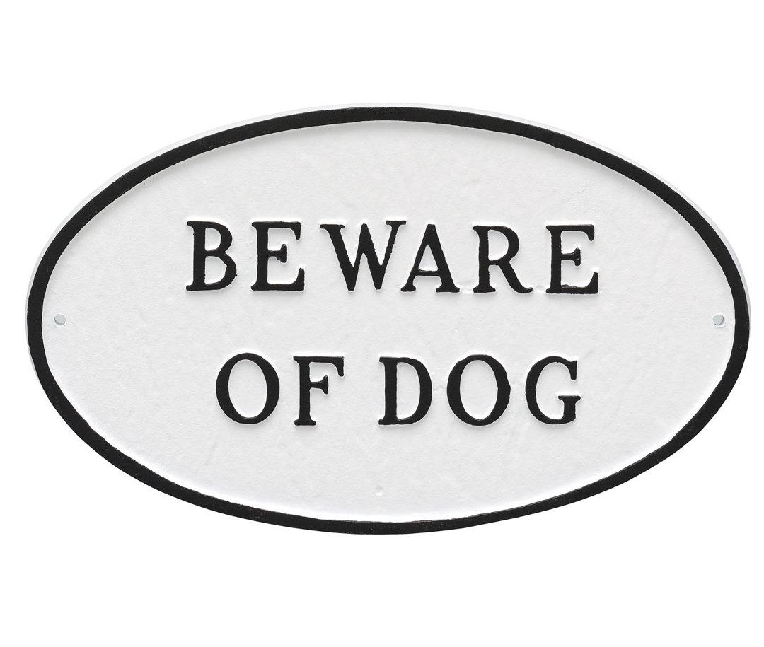 Large Oval Beware of Dog Statement Plaque Sign Montague Metal Products Inc. 