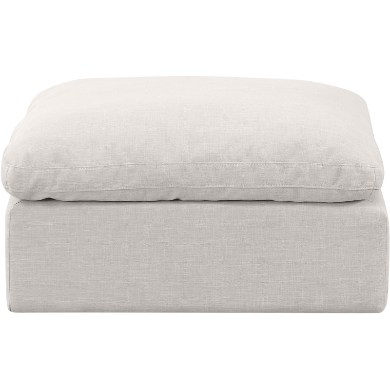 Itala Upholstered Modular Ottoman, Cream Linen Textured Fabric