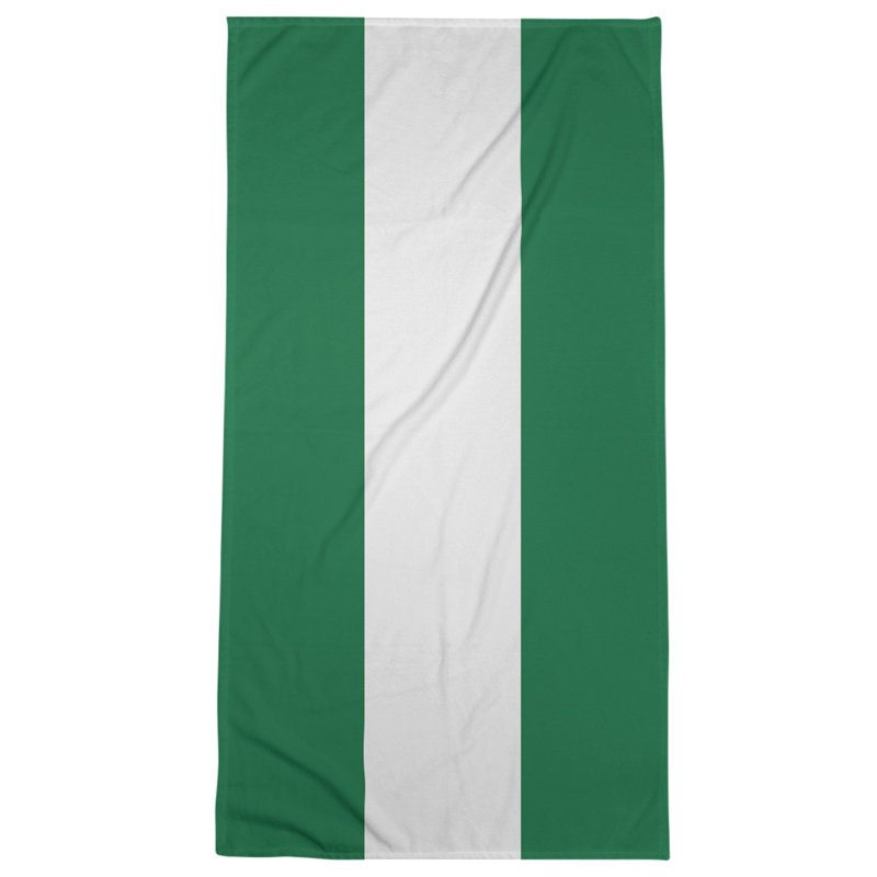 Cotton Blend Beach Towel, Green/Off White