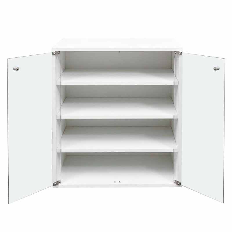 Wooden Stackable Shoe Storage Box with Glass Door and RGB LED Lighting for Modern Home Decor