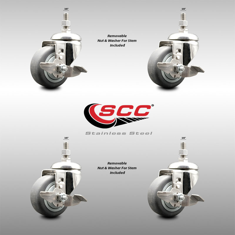 316SS Thermoplastic Rubber Threaded Stem Caster Set Brake SCC